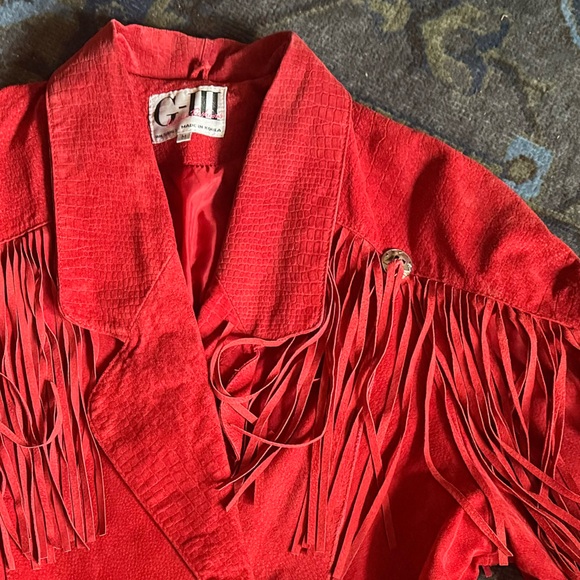Moving Sale! Everything $30! Vintage Red Fringe Jacket sz M - Picture 6 of 8